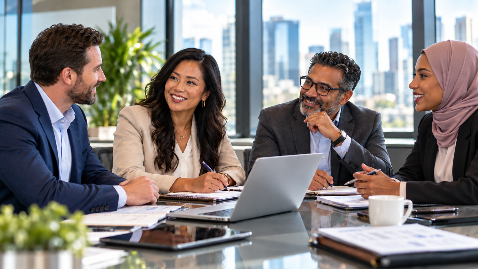 Business leaders collaborating in a strategy meeting
